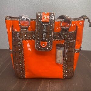 P&G Collection Gator Synthetic Purse with Rhinestone accent beads NWT